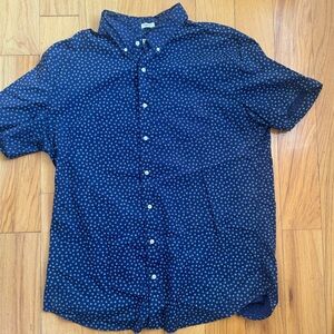 J.Crew XLT Secret Wash Stretch Button-Down (Blue Pattern)